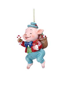 Gisela Graham Resin Piggy Went to Market Decoration